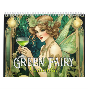 Vintage Art Nouveau Green Fairy Fantasy Fae Women Calendar