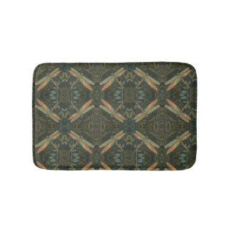 Vintage art nouveau green gold Dragonfly Bath Mat
