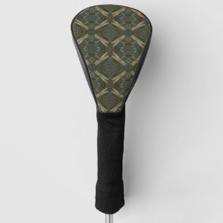 Vintage art nouveau green gold Dragonfly Golf Head Cover