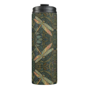 Vintage art nouveau green gold Dragonfly Thermal Tumbler