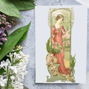 Vintage Art Nouveau Greenhouse Lady Elegant Card