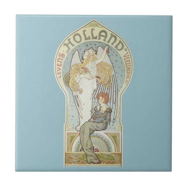 Vintage Art Nouveau, Holland Levensverzekering Tile (Front)
