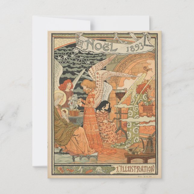 Vintage Art Nouveau illustration Christmas card  (Front)