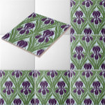 Vintage Art Nouveau Iris pattern Tile<br><div class="desc">Vintage Art Nouveau Iris pattern. You can choose between three iris flower colours and three foliage colours by showing or hiding different layers in this template. Iris colours include yellow, red, or violet. Foliage colours are green, dark green, or spring green. You can also customize the background colour. You can...</div>