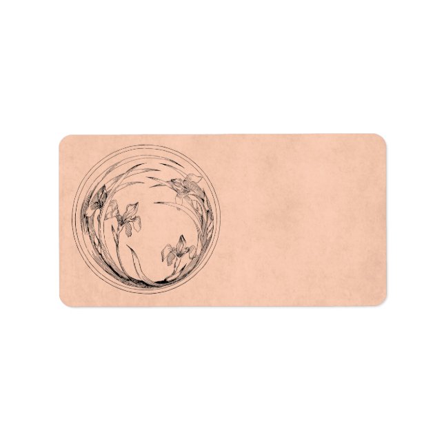 Vintage Art Nouveau Irises - Iris Template Label (Front)