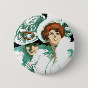 Vintage Art Nouveau, Italian Fashion, Fancy Women 2 Inch Round Button