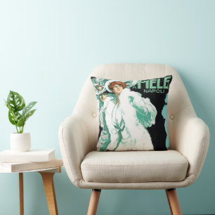 Vintage Art Nouveau, Italian Fashion, Fancy Women Throw Pillow