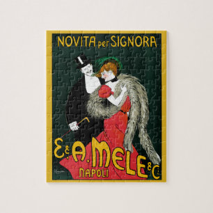 Vintage Art Nouveau, Italian Fashion Love Romance Jigsaw Puzzle