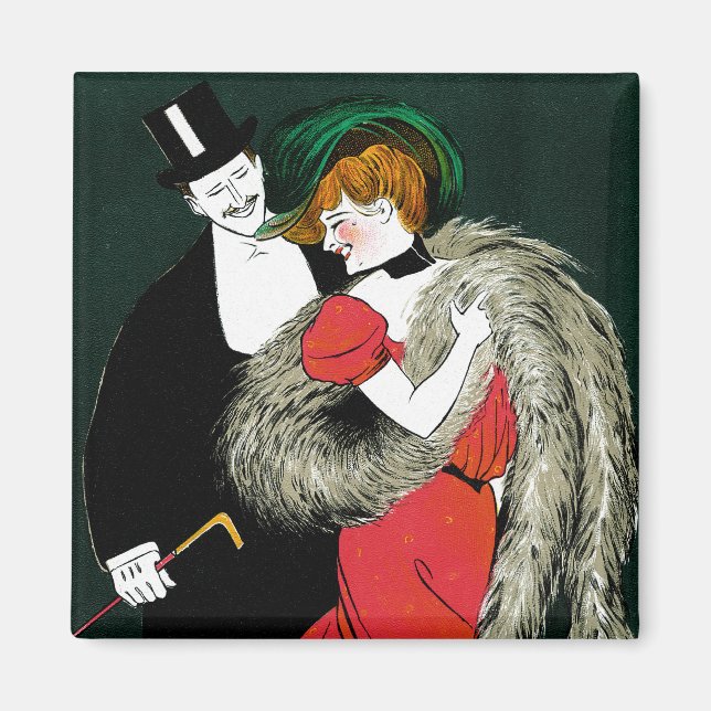 Vintage Art Nouveau, Italian Fashion Love Romance Magnet (Front)