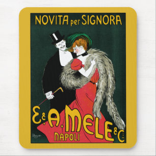 Vintage Art Nouveau, Italian Fashion Love Romance Mouse Pad