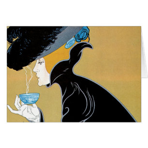 Vintage Art Nouveau, Lady Drinking Marco Polo Tea