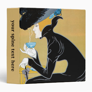 Vintage Art Nouveau, Lady Drinking Marco Polo Tea Binder