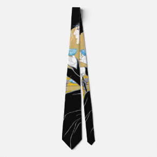 Vintage Art Nouveau, Lady Drinking Marco Polo Tea Tie