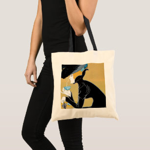 Vintage Art Nouveau, Lady Drinking Marco Polo Tea Tote Bag