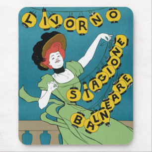 Vintage Art Nouveau, Livorno Senorita Dancing Mouse Pad
