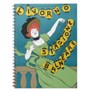 Vintage Art Nouveau, Livorno Senorita Dancing Notebook