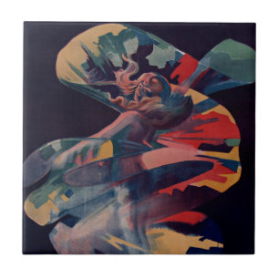 Vintage Art Nouveau, Loie Fuller at Folies Bergere Tile