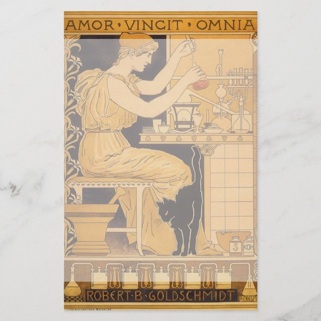 Vintage Art Nouveau, Love Conquers All Scientist Stationery (Front)