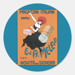 Vintage Art Nouveau Magazzini Italiani by Capiello Classic Round Sticker