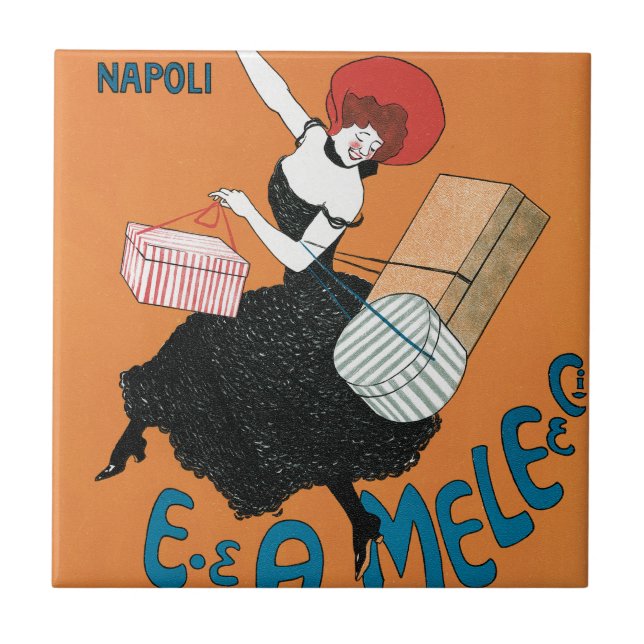 Vintage Art Nouveau Magazzini Italiani by Capiello Tile (Front)