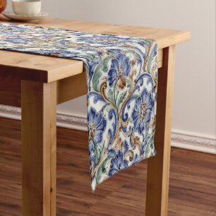 Vintage Art Nouveau  Majolica Floral Craftsman Short Table Runner