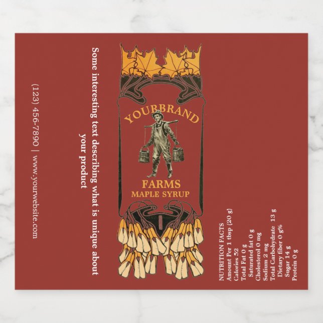 Vintage Art Nouveau Maple Syrup Label Template (Single Label)