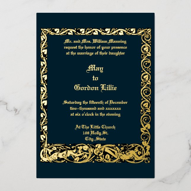 Vintage Art Nouveau Mermaid Border Wedding (Front)