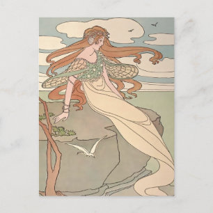 Vintage Art Nouveau Mermaid Postcard