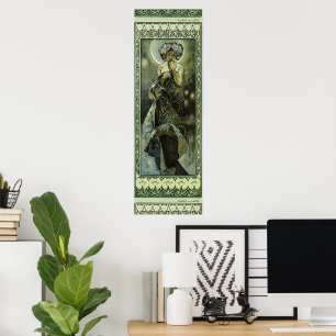 Vintage Art Nouveau Moon by Alphonse Mucha Poster