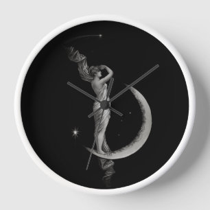 Vintage Art Nouveau Moon Girl Clock