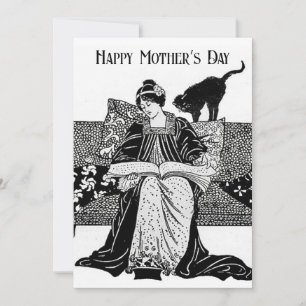 Vintage Art Nouveau Mother’s Day booklover Card