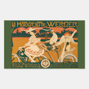 Vintage Art Nouveau Motorcycle Race poster Sticker