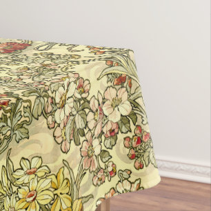 Vintage Art Nouveau Mucha Floral Pattern Tablecloth
