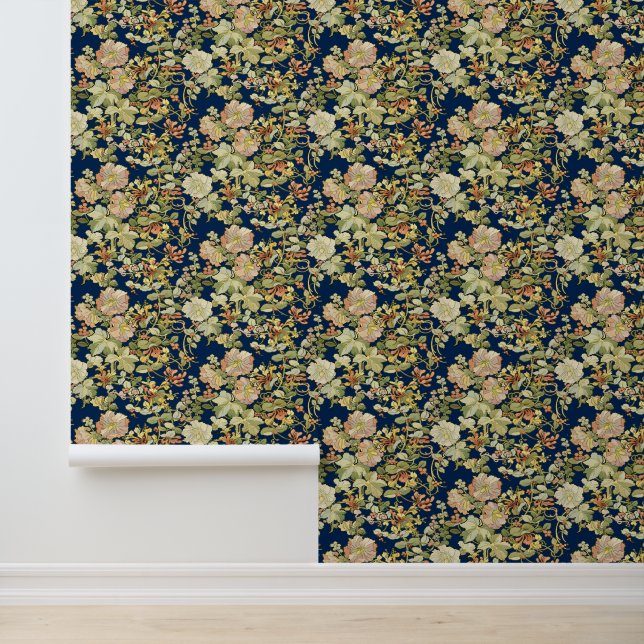Vintage Art Nouveau Mucha Honeysuckle Pattern Wallpaper (Application)