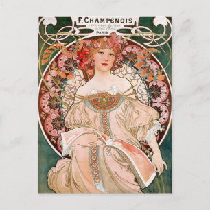 Vintage Art Nouveau Mucha Print Postcard