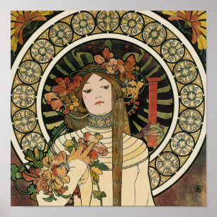 Vintage Art Nouveau Mucha Trappestine Poster