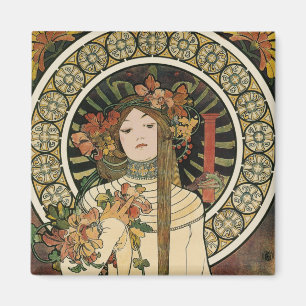 Vintage Art Nouveau Mucha Trappestine Poster Magnet