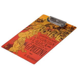 Vintage Art Nouveau Music, La Boheme Opera, 1896 Clipboard