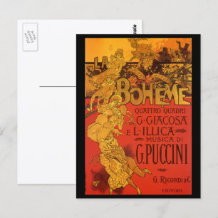Vintage Art Nouveau Music, La Boheme Opera, 1896 Postcard