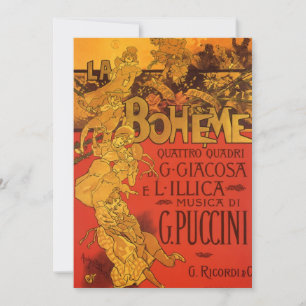 Vintage Art Nouveau Musique La Boheme Invitation