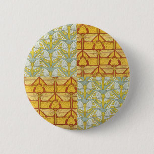 Vintage Art Nouveau Nature Grid Pattern Art 2 Inch Round Button