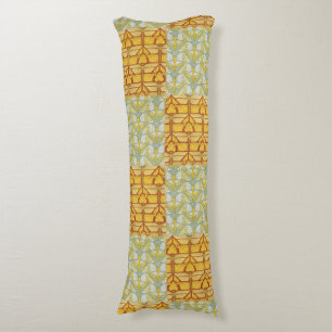 Vintage Art Nouveau Nature Grid Pattern Art Body Pillow