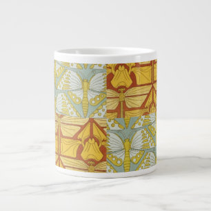 Vintage Art Nouveau Nature Grid Pattern Art Large Coffee Mug