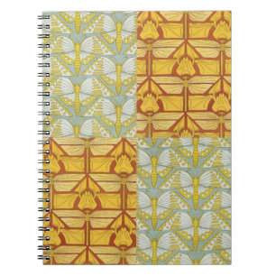 Vintage Art Nouveau Nature Grid Pattern Art Notebook