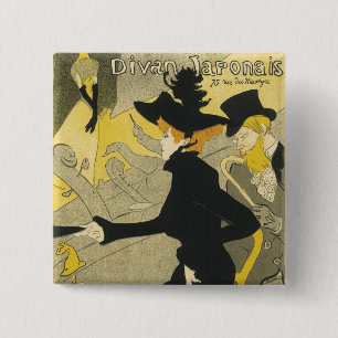 Vintage Art Nouveau Nightclub Cafe, Divan Japonais 2 Inch Square Button