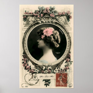 Vintage Art Nouveau "Nungue" Photo Frame Template Poster