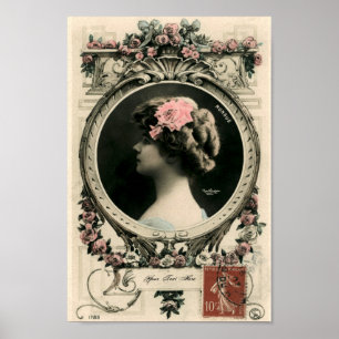 Vintage Art Nouveau  "Nungue" Photo Frame Template Poster