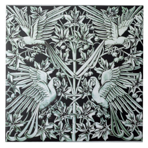 Vintage Art Nouveau Parrot Bird Floral Art Tile