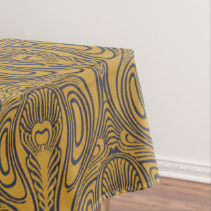 Vintage Art Nouveau Peacock Feather Pattern Tablecloth