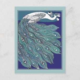 Vintage Art Nouveau Peacock Postcard